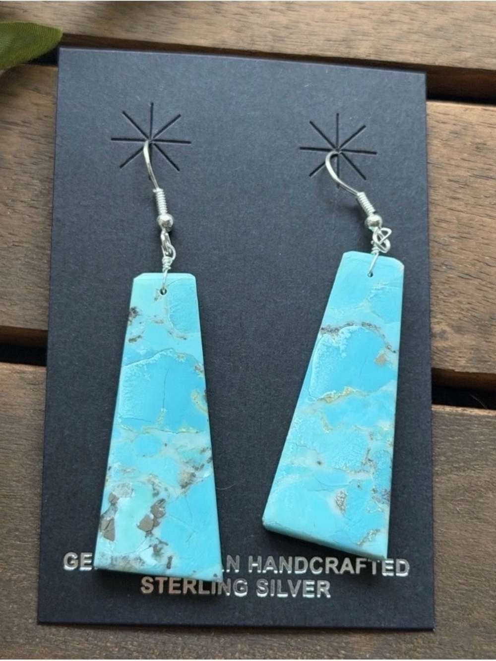 Southwestern Sterling Silver Turquoise Slab Earrings